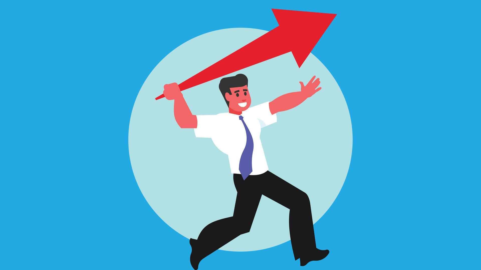 business man shoots a stock market arrow to increase illustration Stock Free