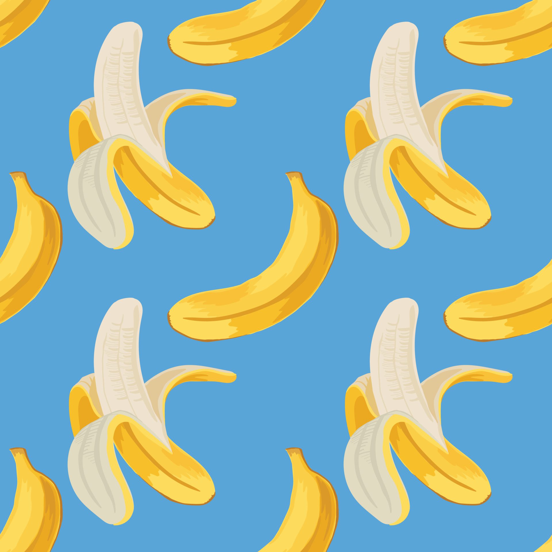 funny bananas seamless pattern design on blue background Free Vector