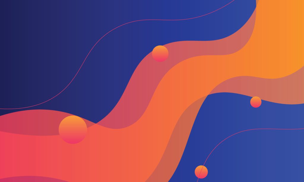 Orange and blue curve fluid gradient background. Free Vector