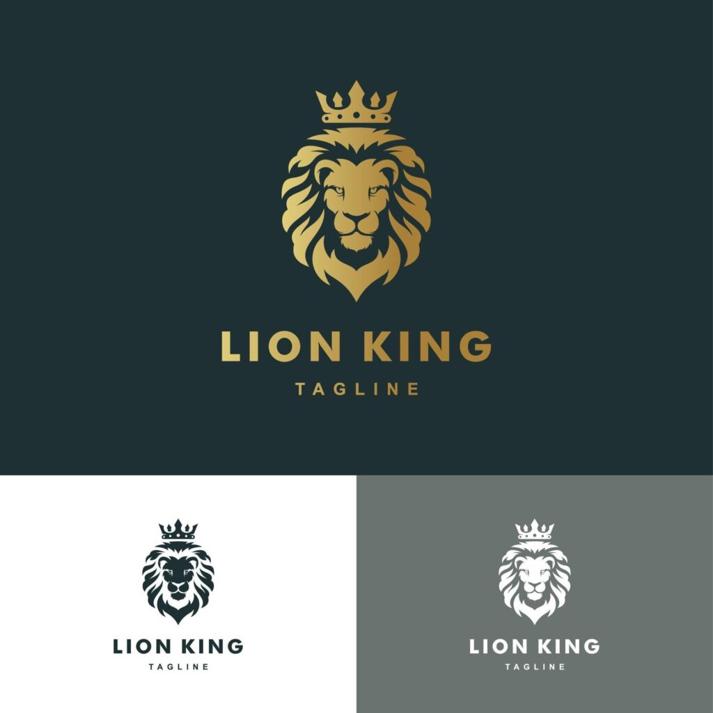 Mascot lion logo with gold color, icon set Illustration Vector Graphic Stock Free