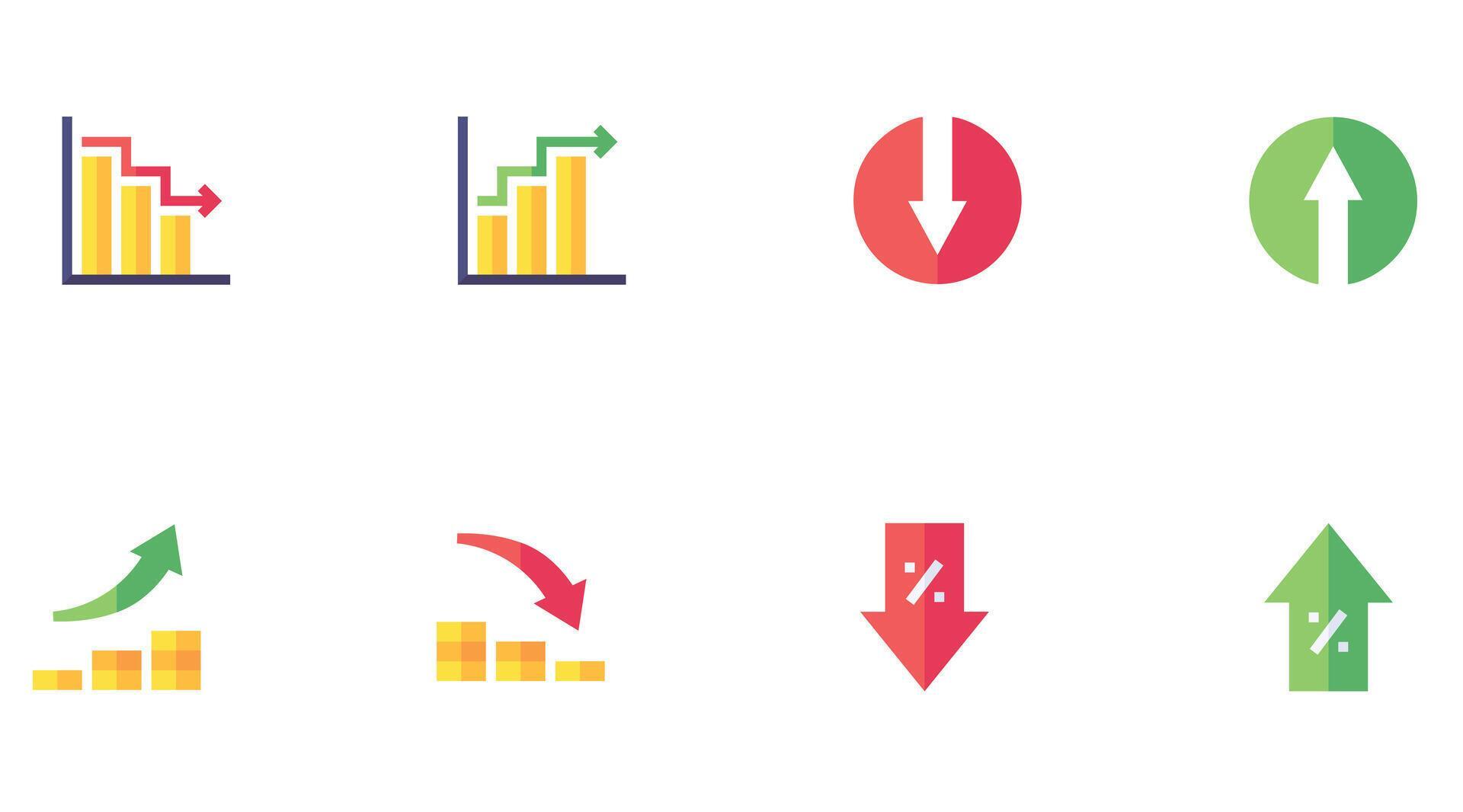 set of different arrows and business, financial and daily use arrows vector art icons Stock Free