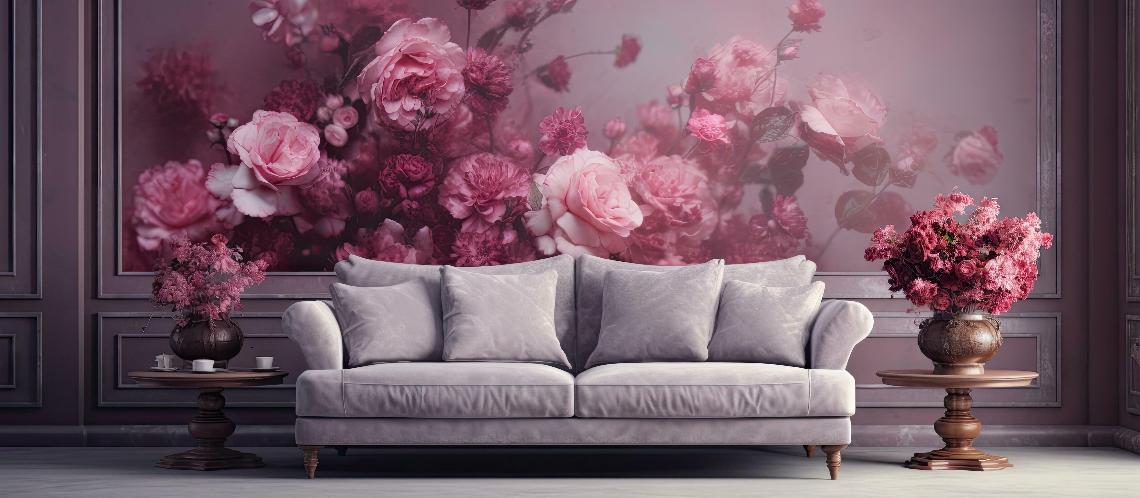 Flower in the living room with a sofa Stock Free