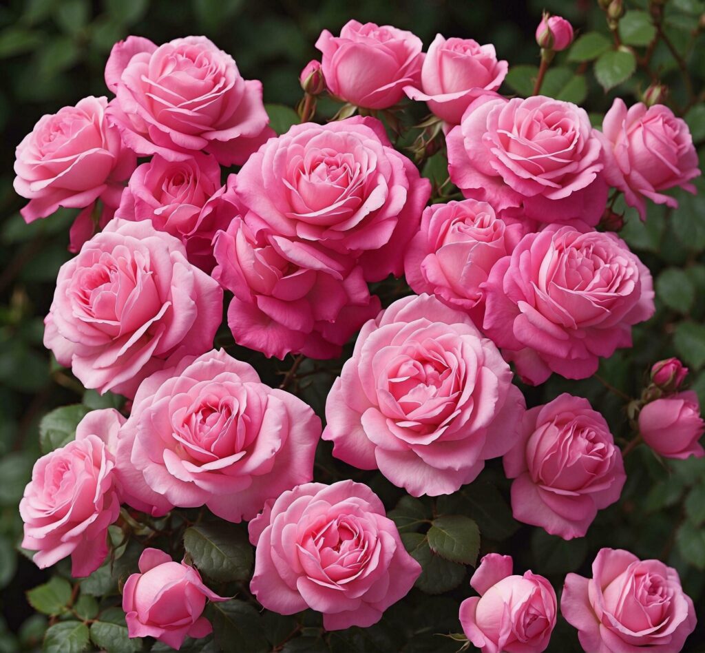 Pink roses in a garden, close-up. Natural background. Free Photo