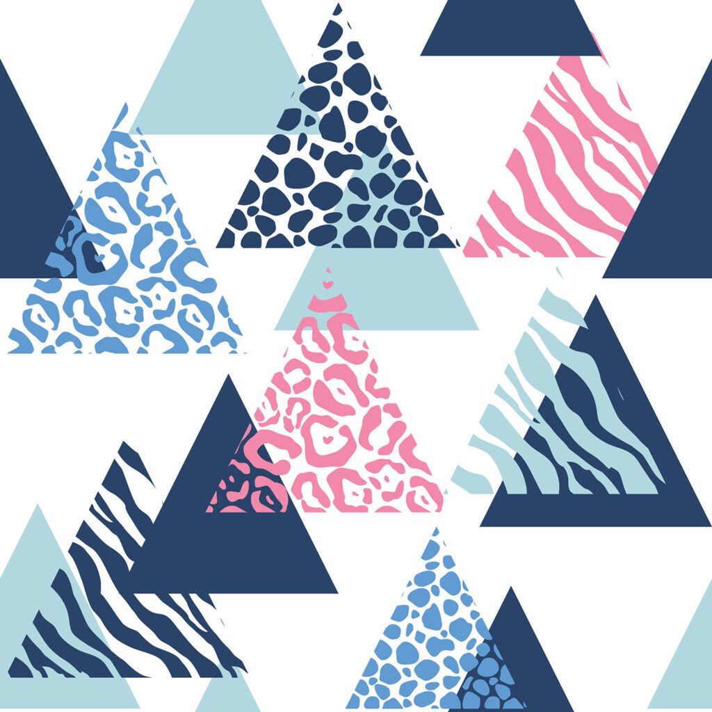 Seamless Triangle pattern with Animal print Free Vector