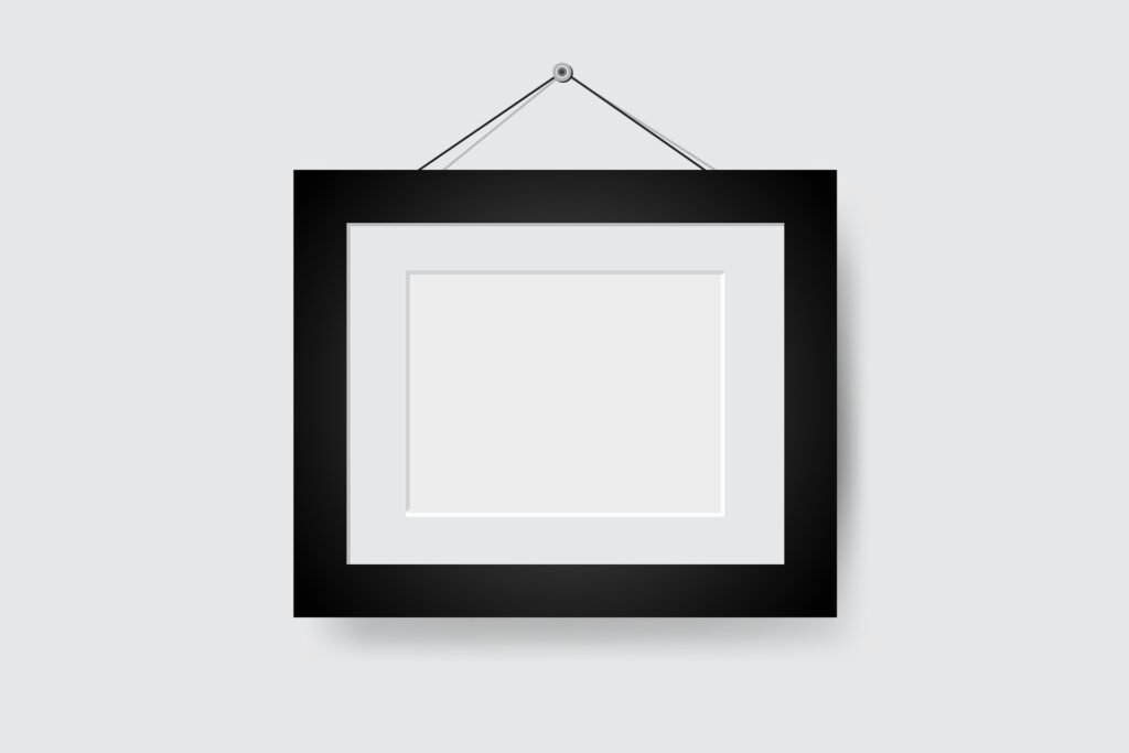 Blank photo frame on gray background Free Vector