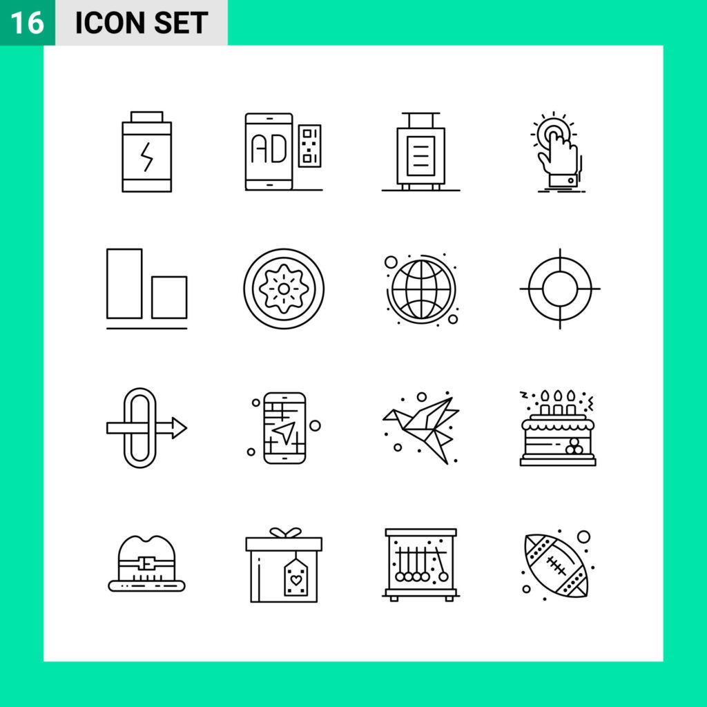 Pack of 16 Line Style Icon Set. Outline Symbols for print. Creative Signs Isolated on White Background. 16 Icon Set. Free Vector