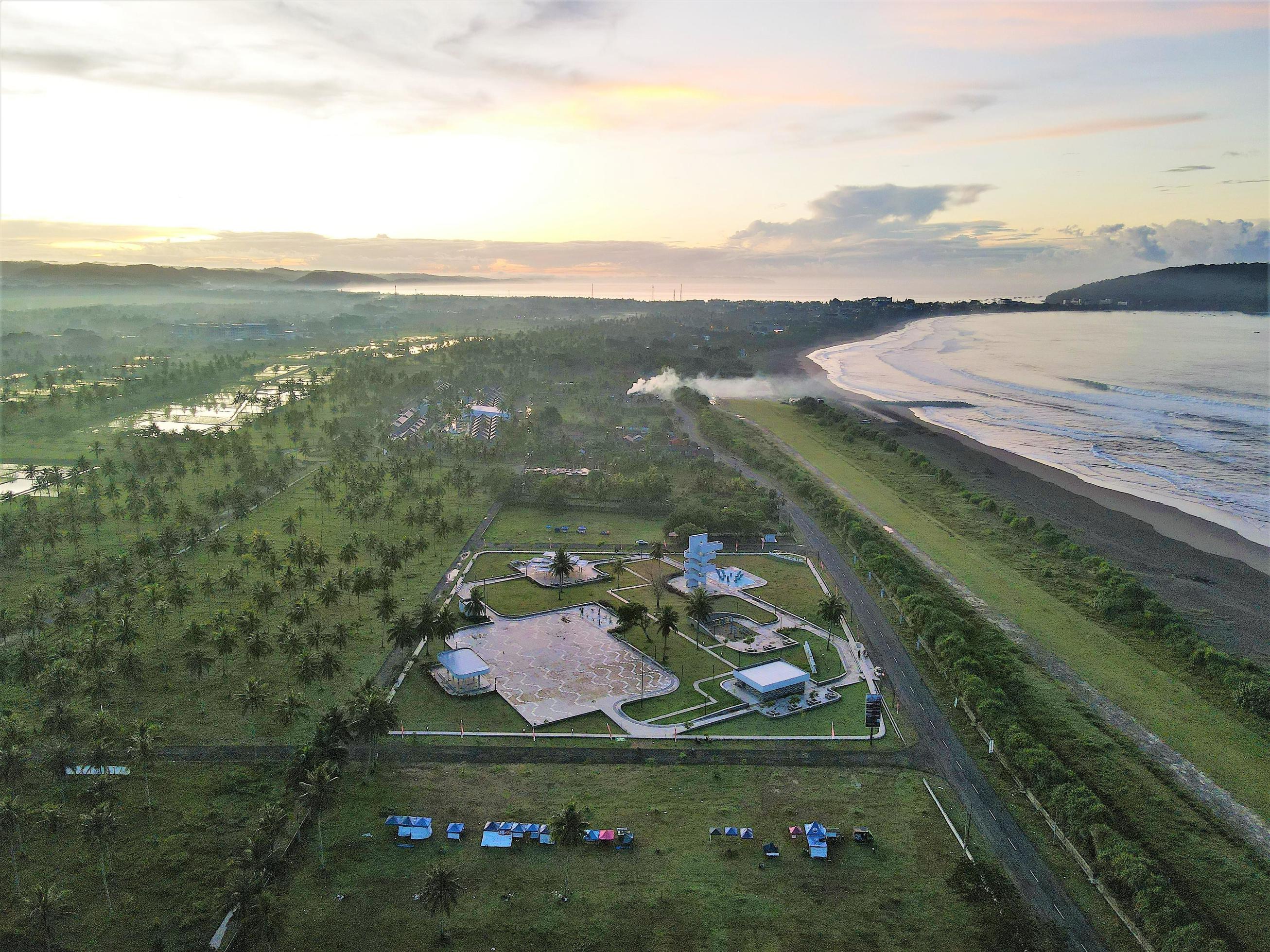 Beautiful aerial view, Natural panorama on the coast of Pangandaran-Indonesia. Stock Free