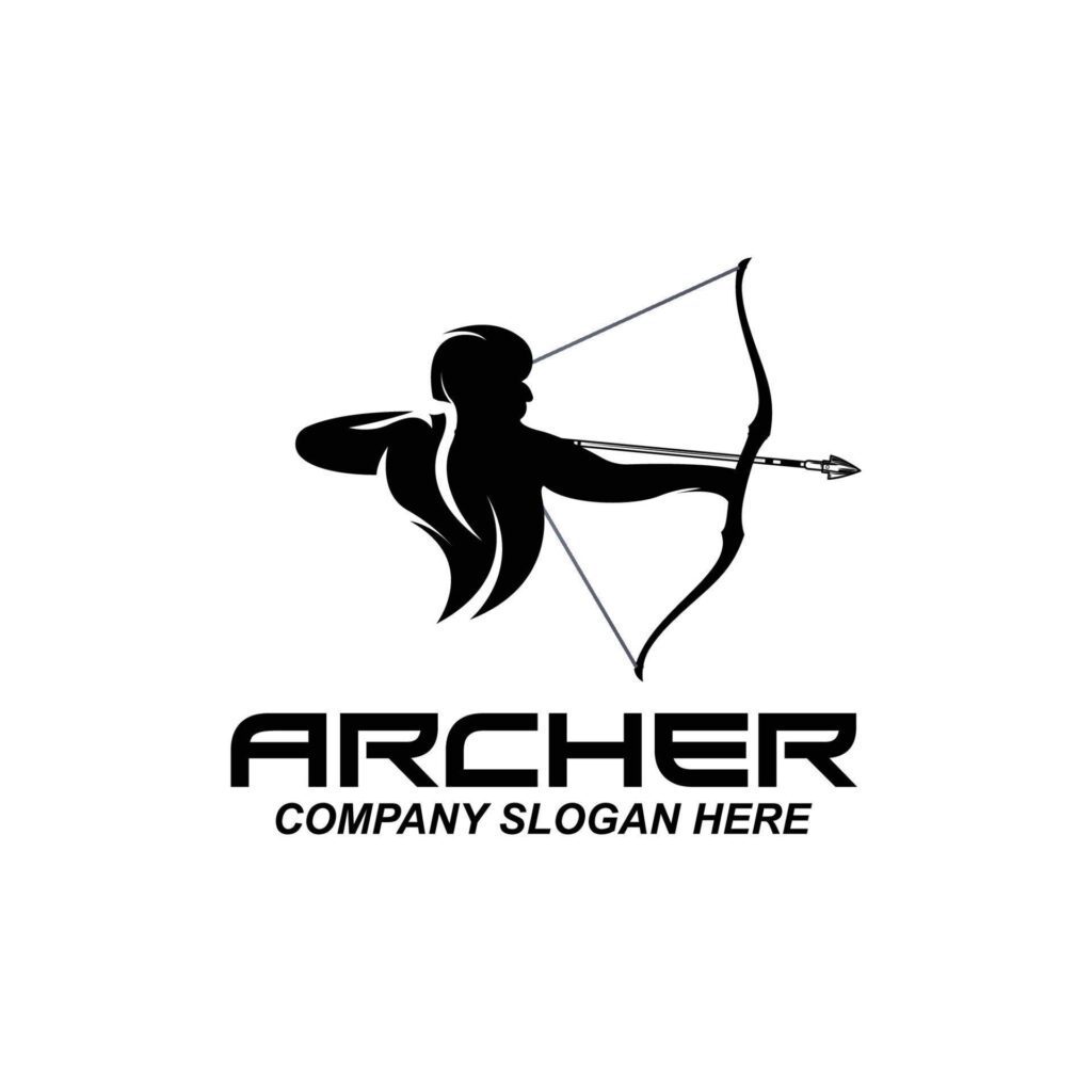 archer fighter logo design, arrow direction target, royal protector vector illustration Stock Free and Free SVG