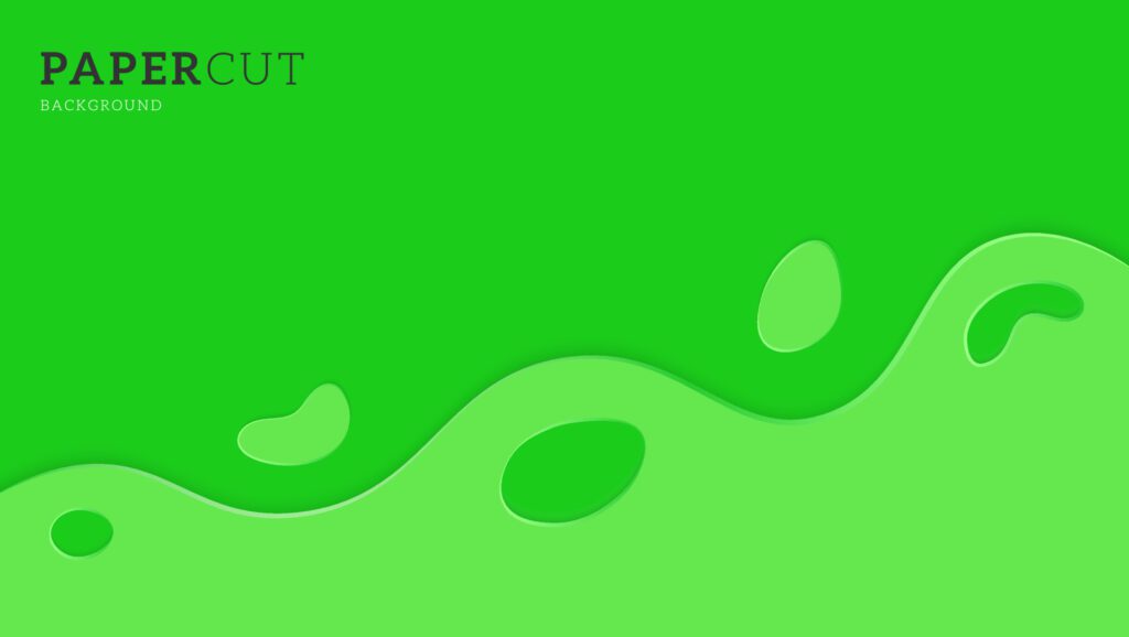 Abstract Green Papercut Wave Background With Minimal Slime Free Vector