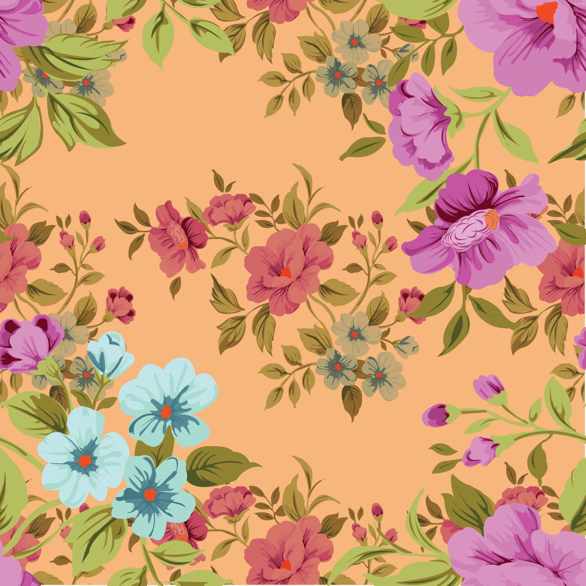 Seamless Floral Pattern cute vintage blossom Free Vector