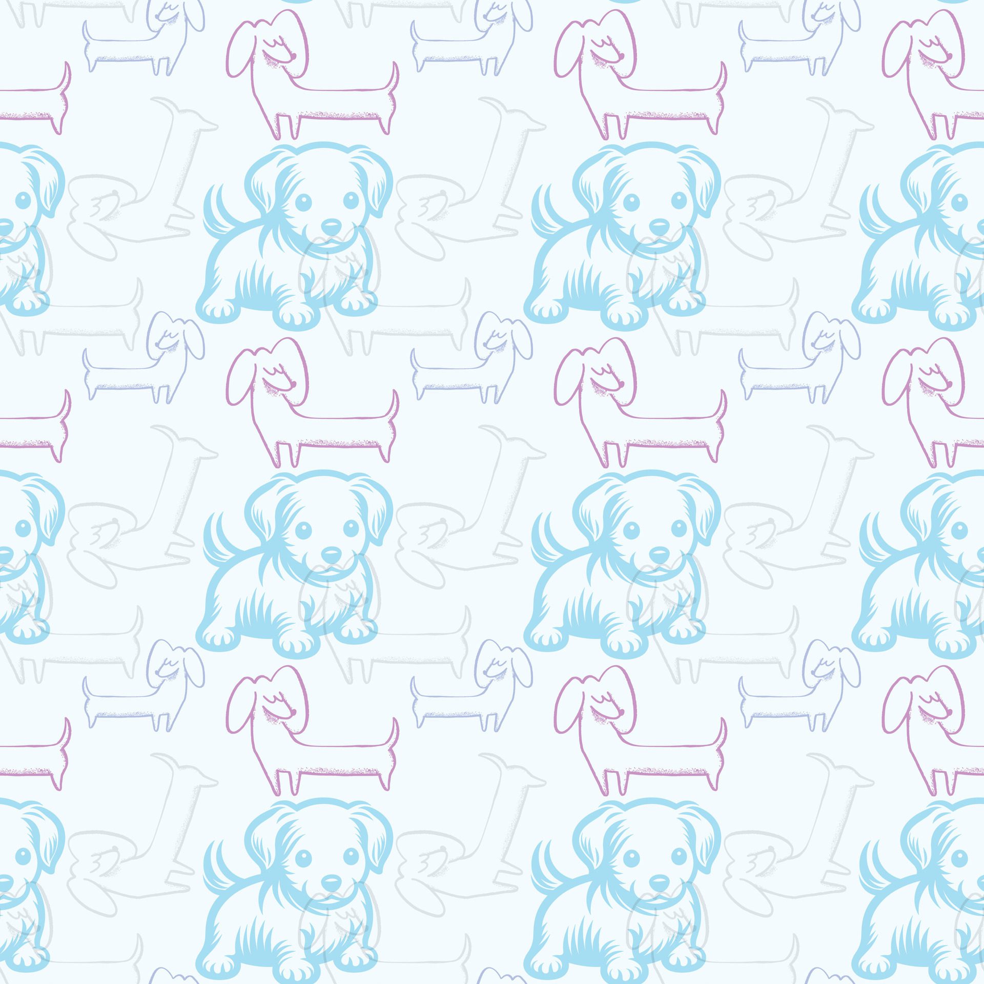 Cute Dogs Seamless Pattern Design Free Vector