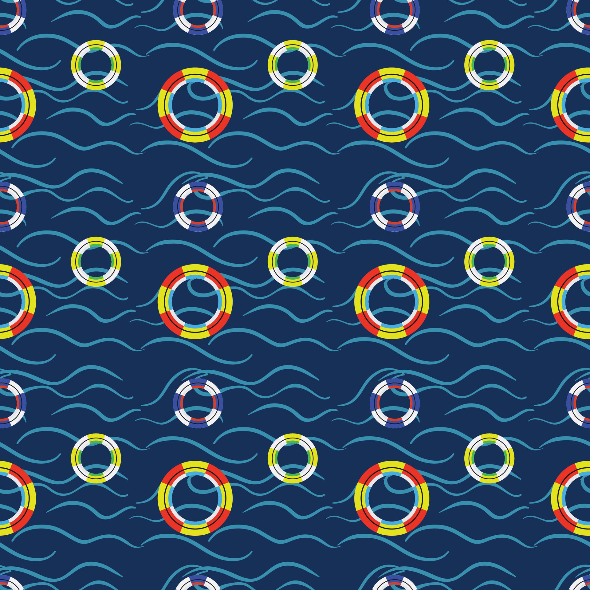 Multicolored lifebuoy seamless pattern Free Vector