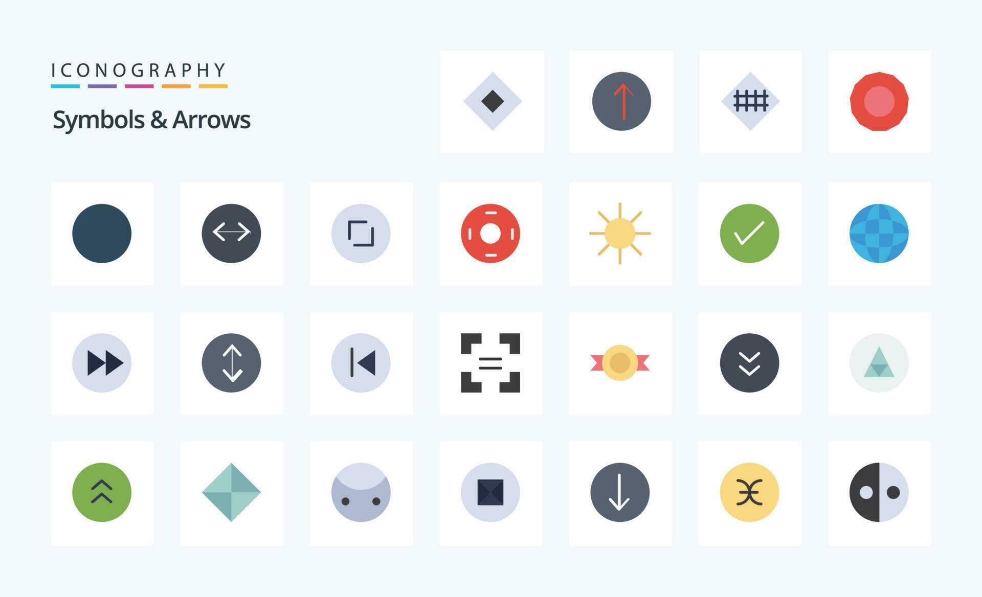 25 Symbols Arrows Flat color icon pack Stock Free