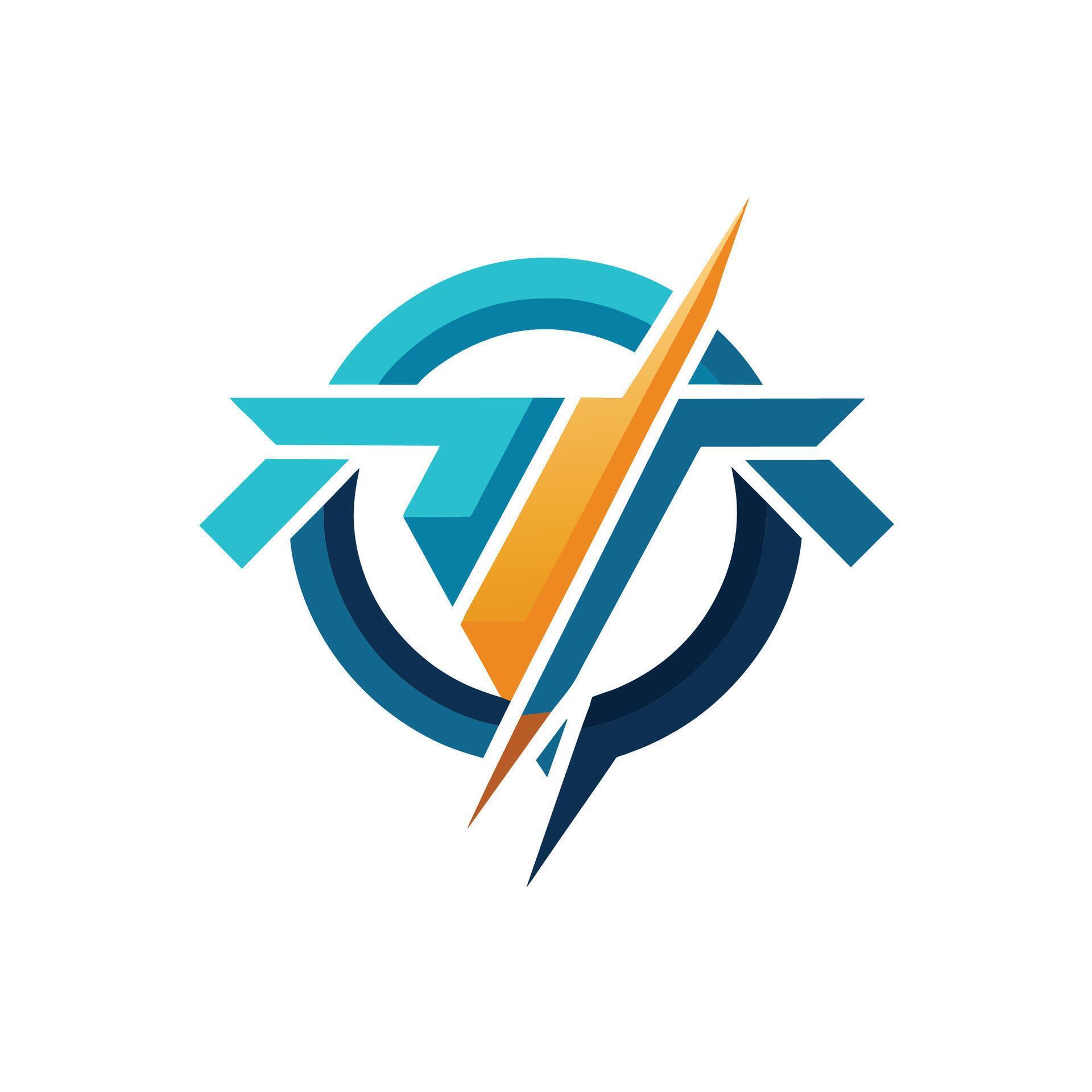 A modern logo featuring a blue and orange color scheme with a prominent arrow symbol, Clean and modern design reflecting the power of technology Stock Free