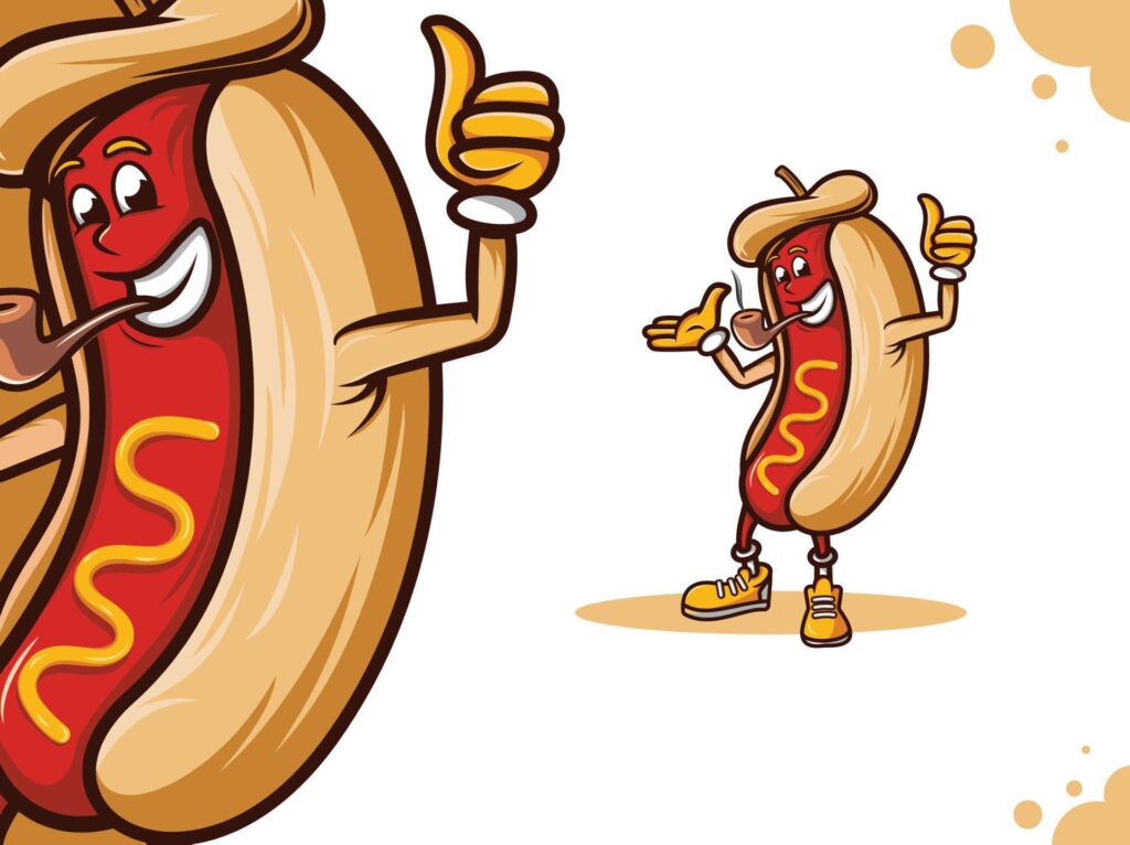 Smoking pipe cute hotdog mascot logo Stock Free