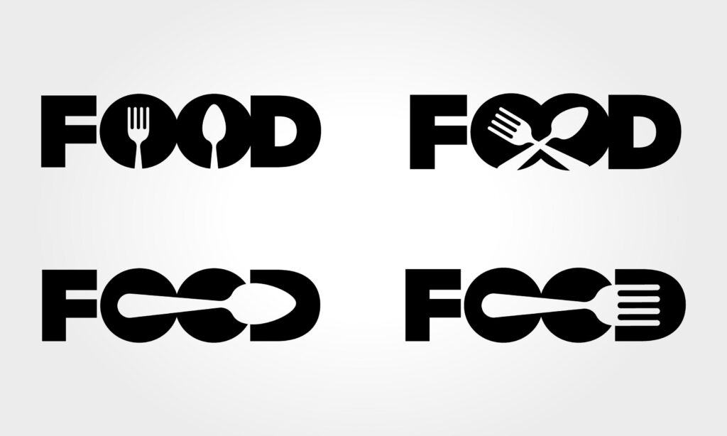 Food with Spoon and Fork Logotype concept Stock Free