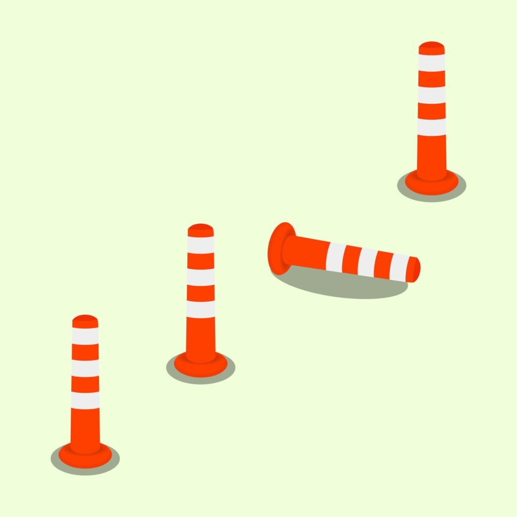 Road work sign. Roadblock icons. Road work construction. barrier. Stock Free