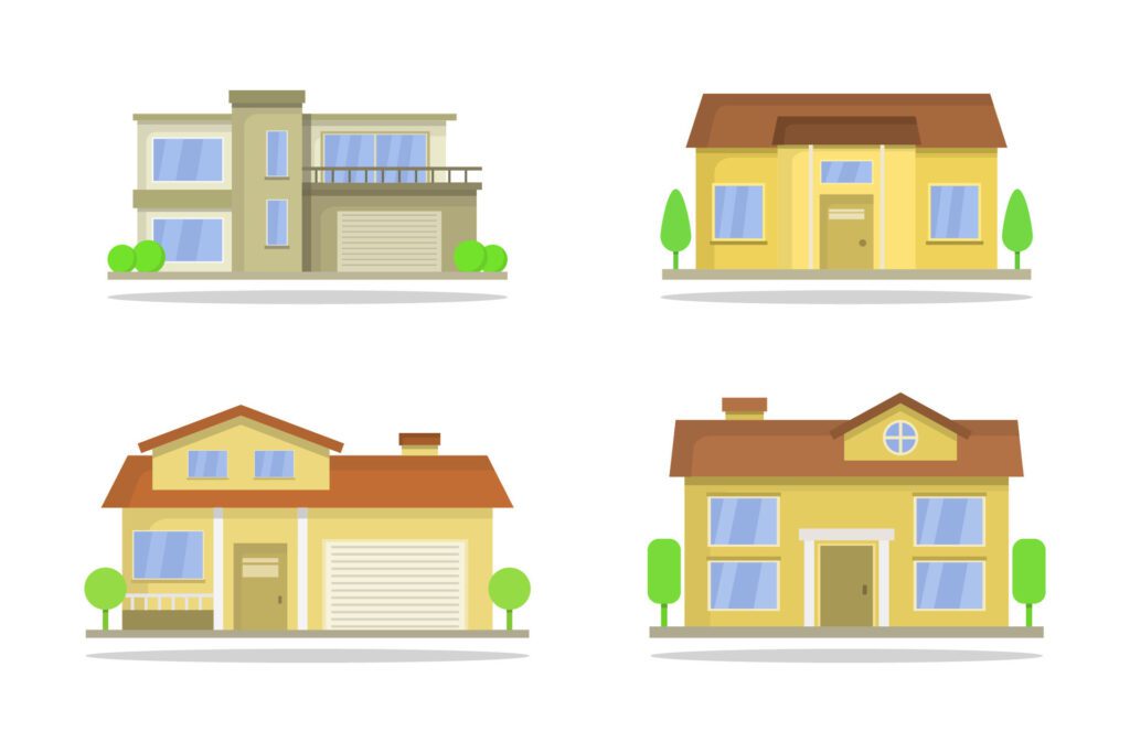 Buildings houses on background Free Vector