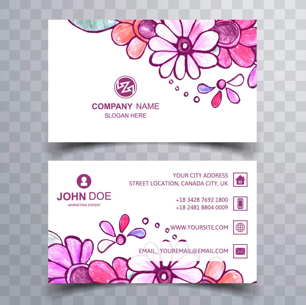 Abstract colorful floral business card design Stock Free