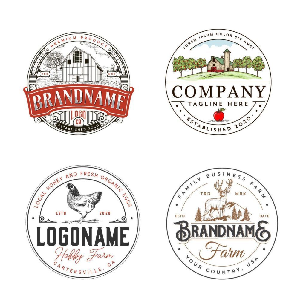 Farm agriculture logo set Stock Free