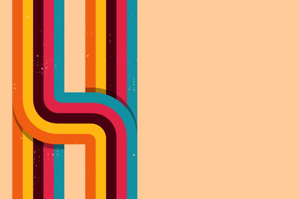 Retro abstract background vector, vintage geometric stripes design, simple colorful lines classic grunge wallpaper Free Vector