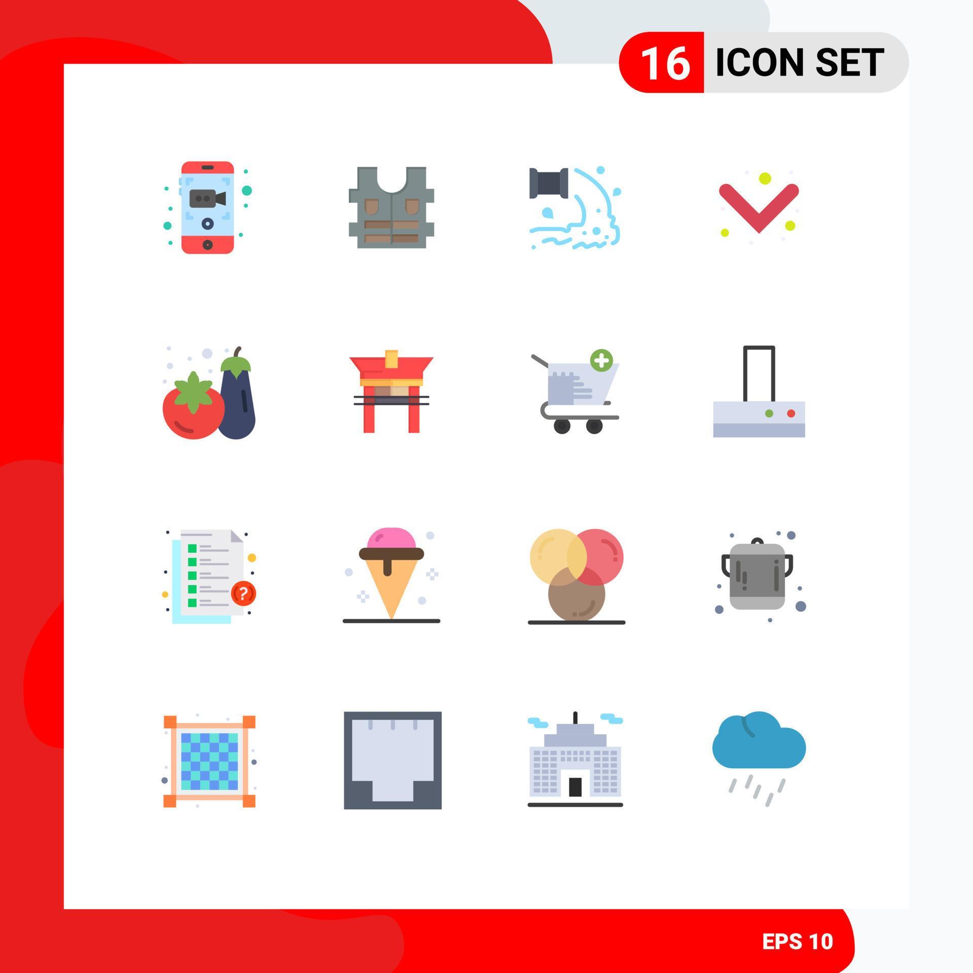 Universal Icon Symbols Group of 16 Modern Flat Colors of vegetable shopping industry full arrow Editable Pack of Creative Vector Design Elements Stock Free