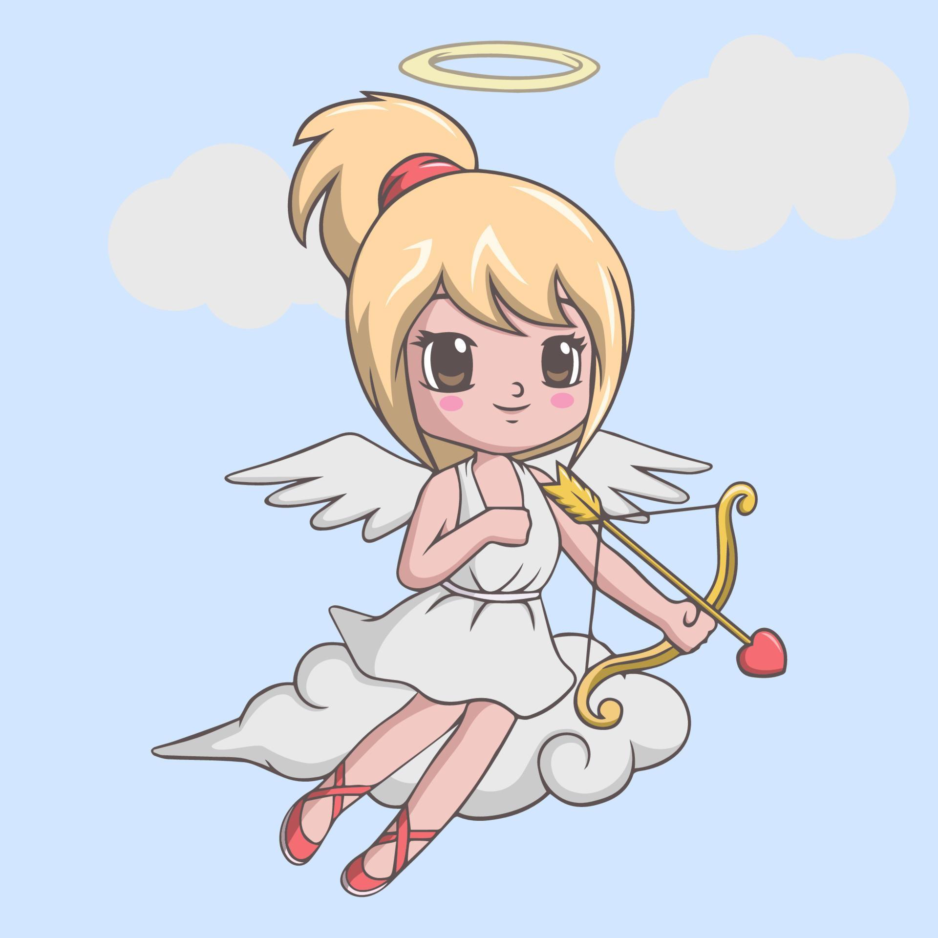 Cute little girl cupid with bow and arrow Stock Free