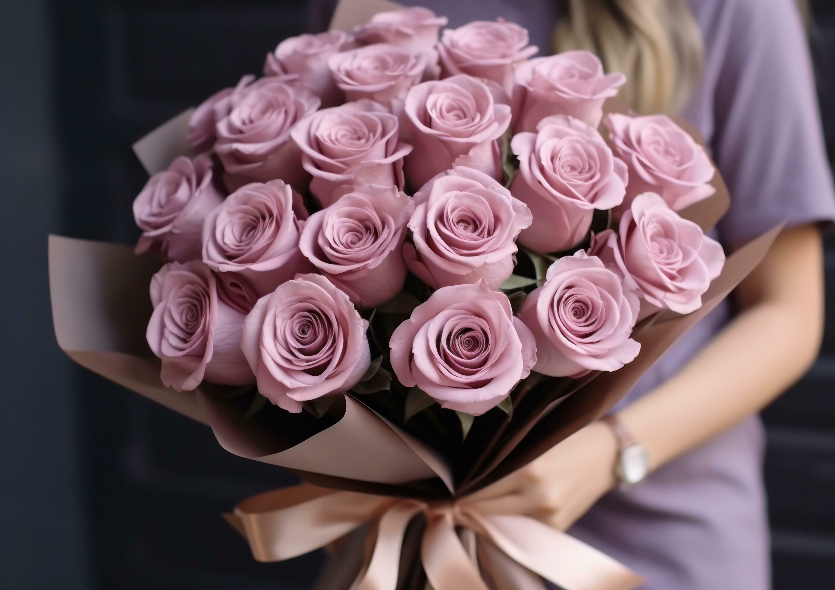 Woman holding flower bouquet Stock Free