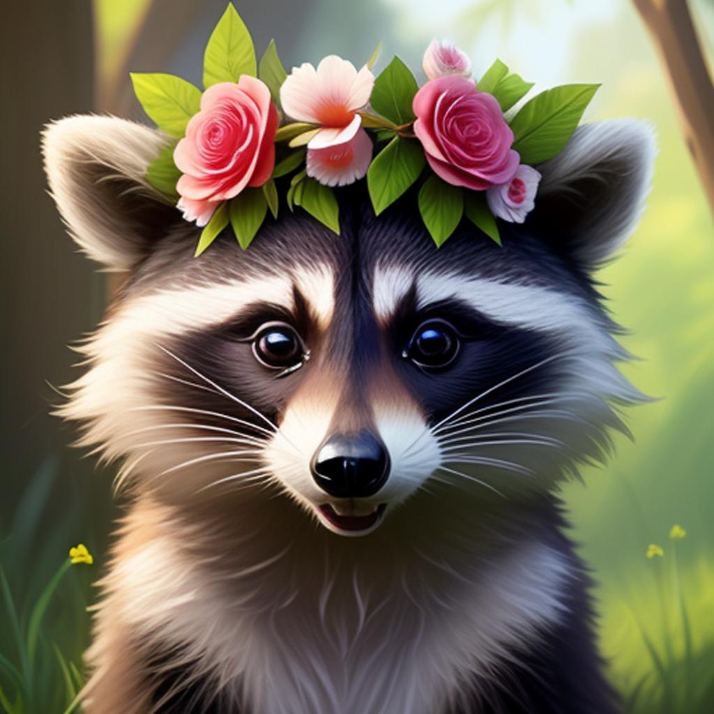 Cute summer raccoon waeting by @ai_generated