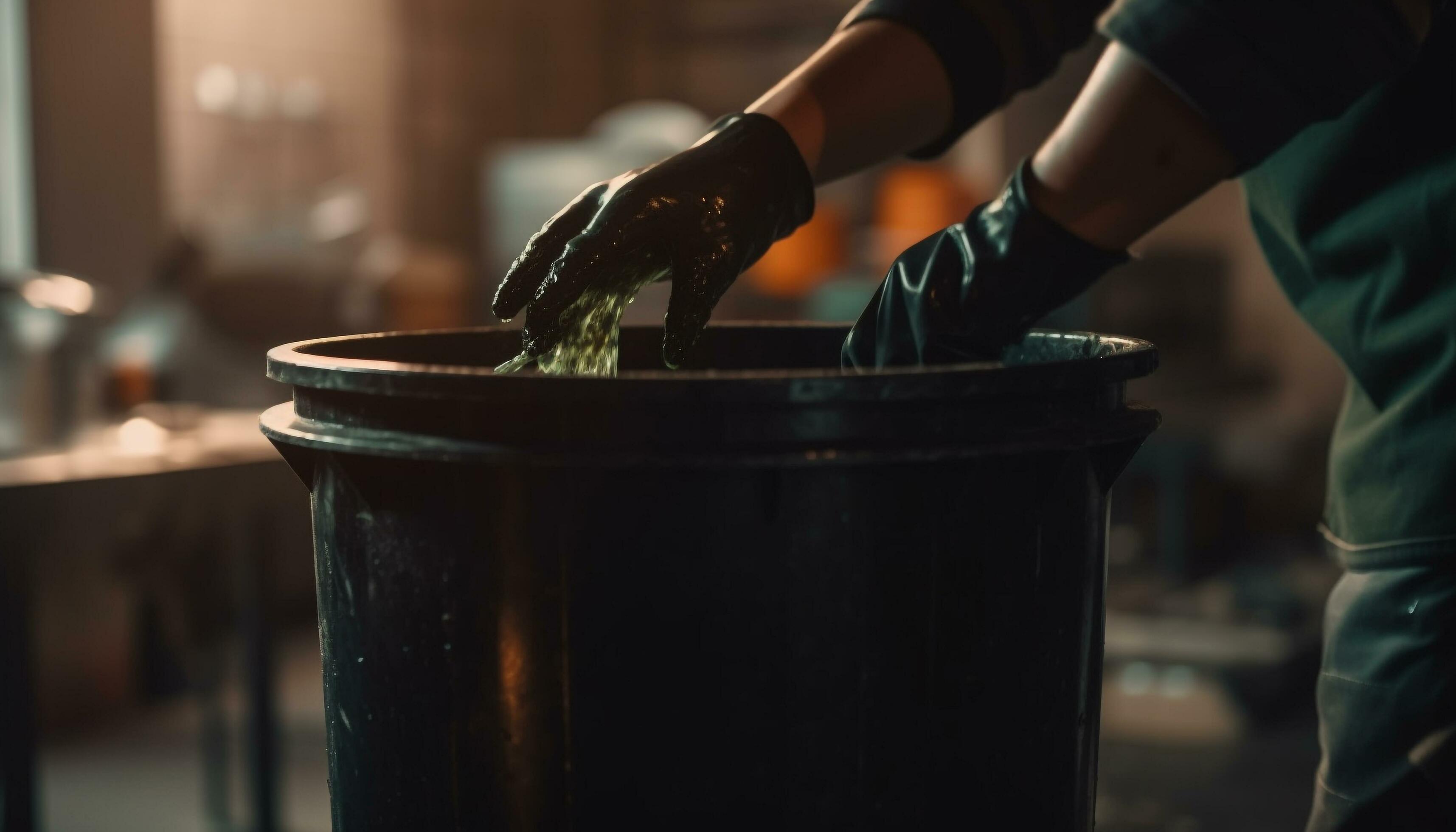 One person working in a commercial kitchen preparing food equipment generated by AI Stock Free