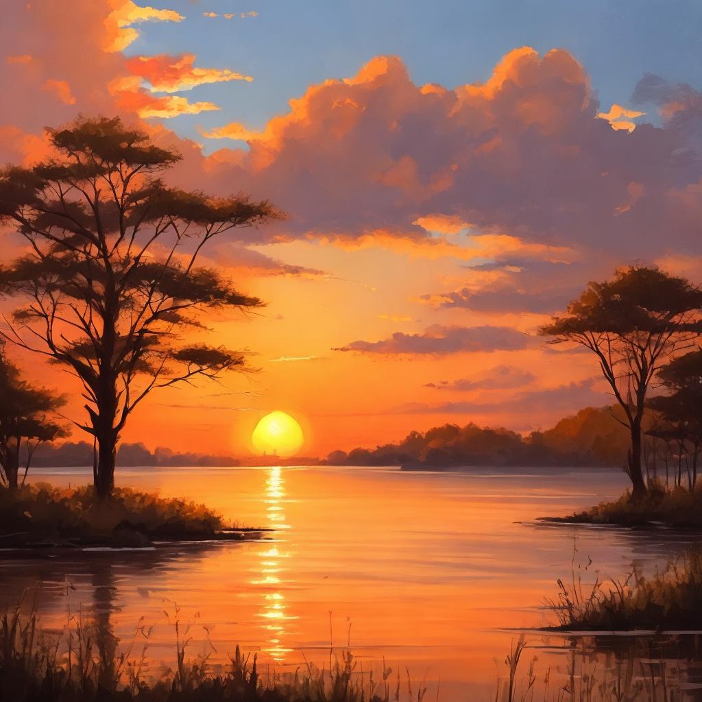 Sunset scene, serene ambiance, by @ai_generated