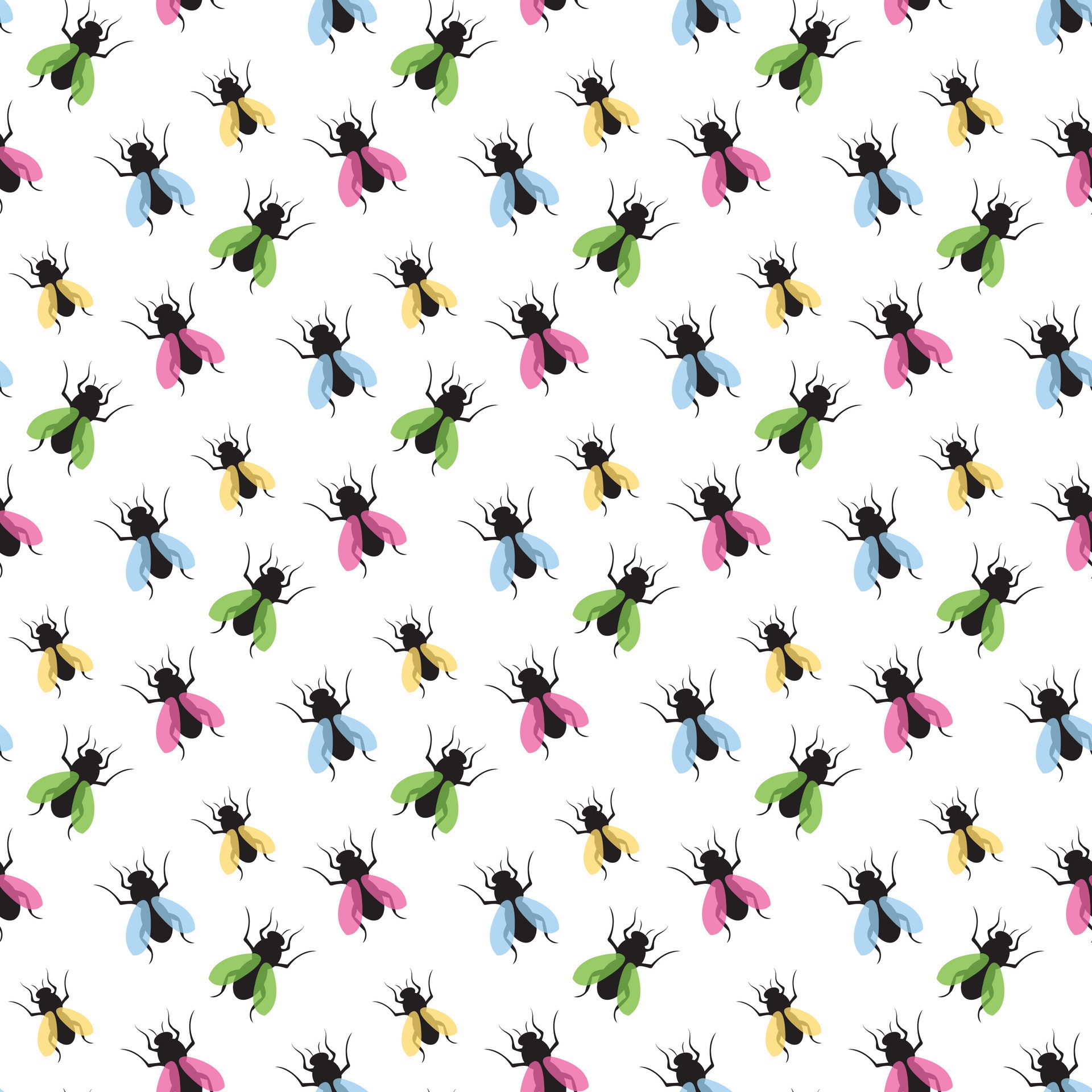 Flies Meeting Seamless Pattern Design Free Vector