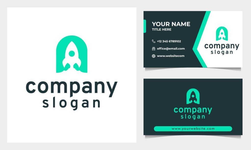 Modern Rocket Logo with flat design style and letter A Initial Stock Free