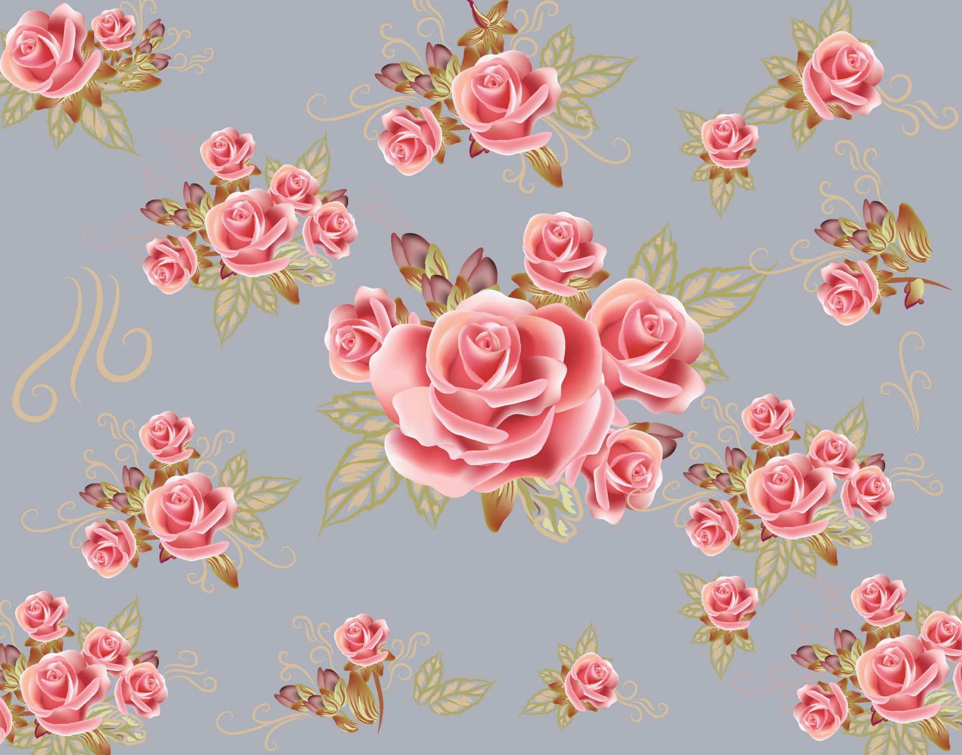 Beautiful pink rose pattern vector Free Vector