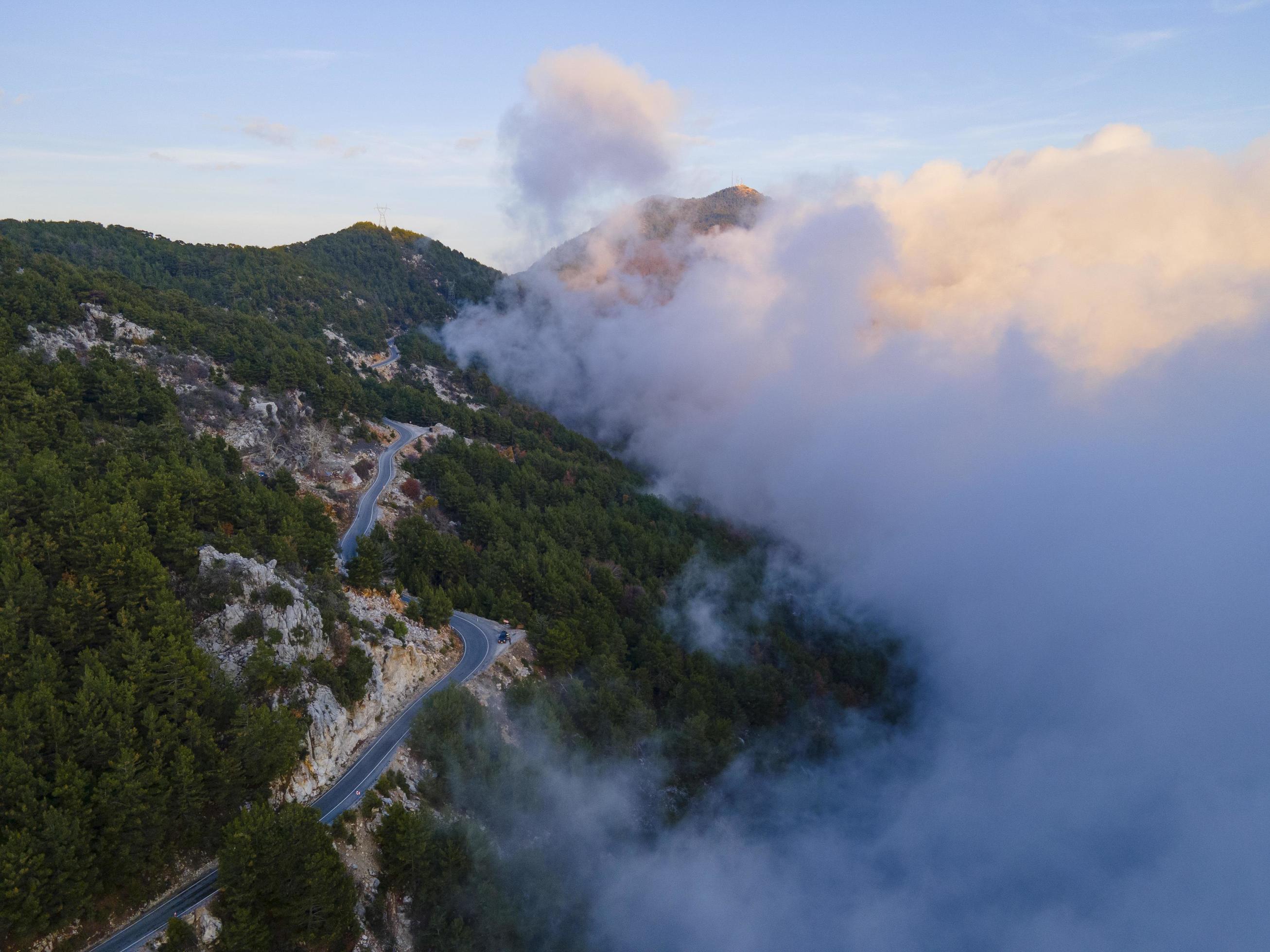 amazing view of cloud and road from aerial in nature Stock Free