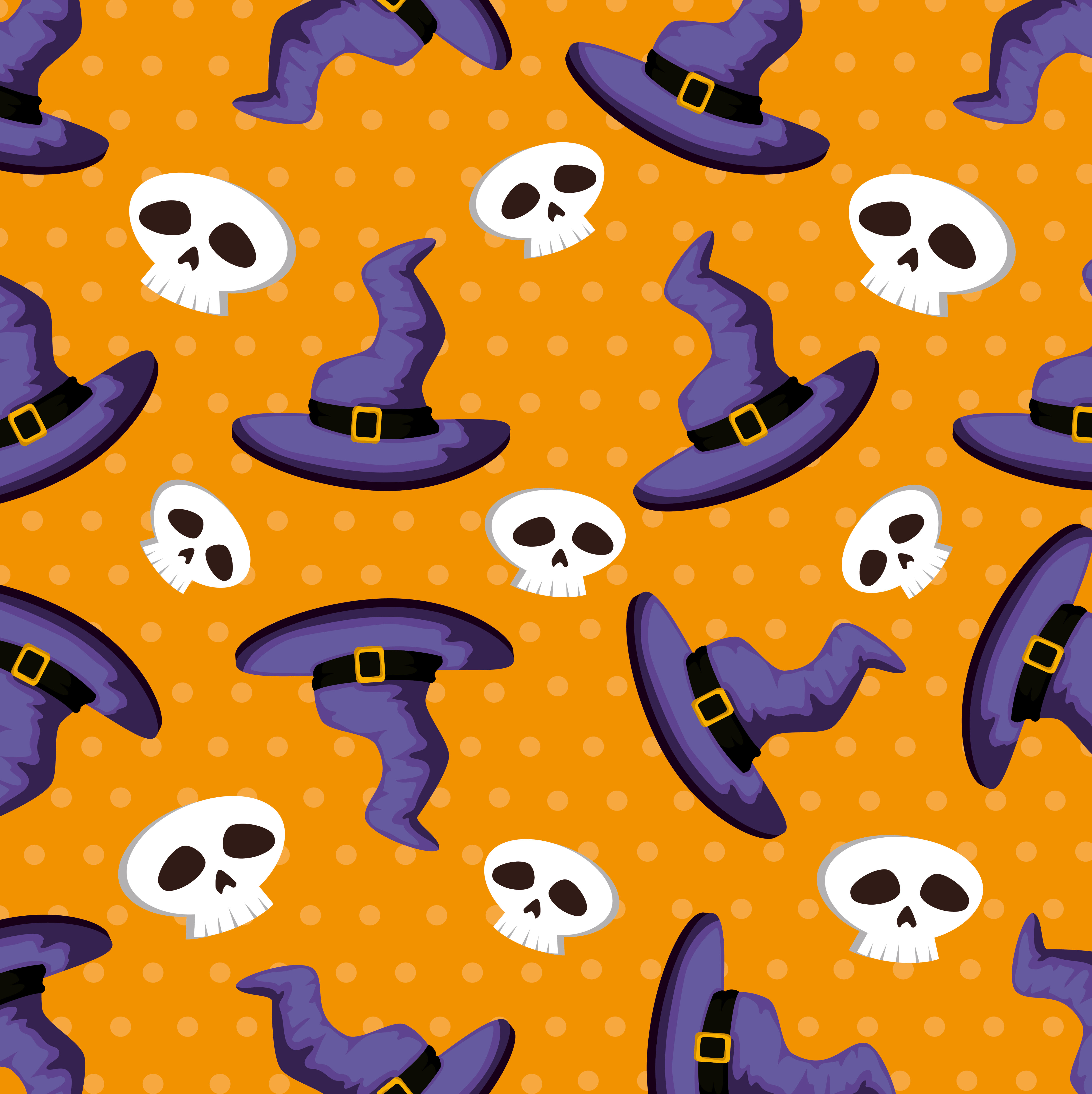 pattern halloween of hats witch and skulls Free Vector