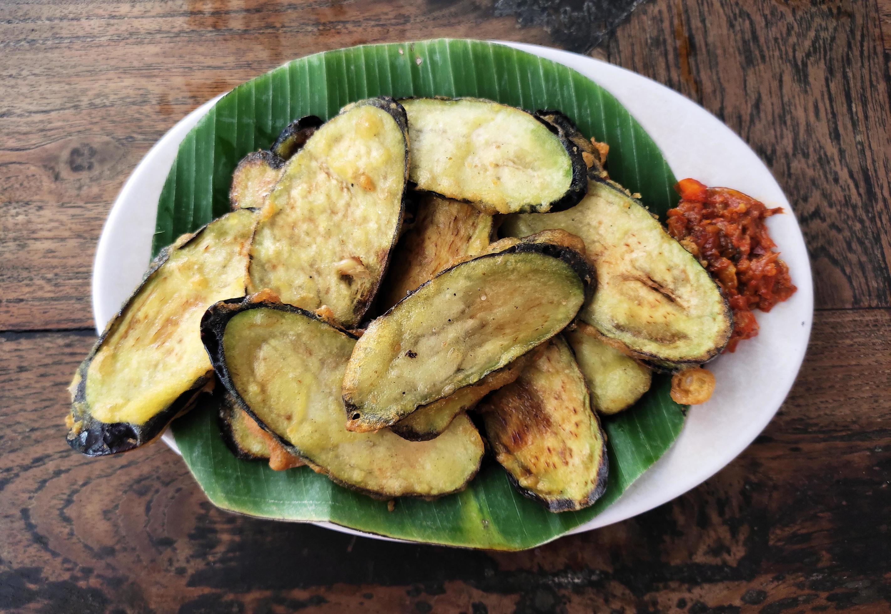 Fried eggplant with sambal, Indonesian traditional food Stock Free