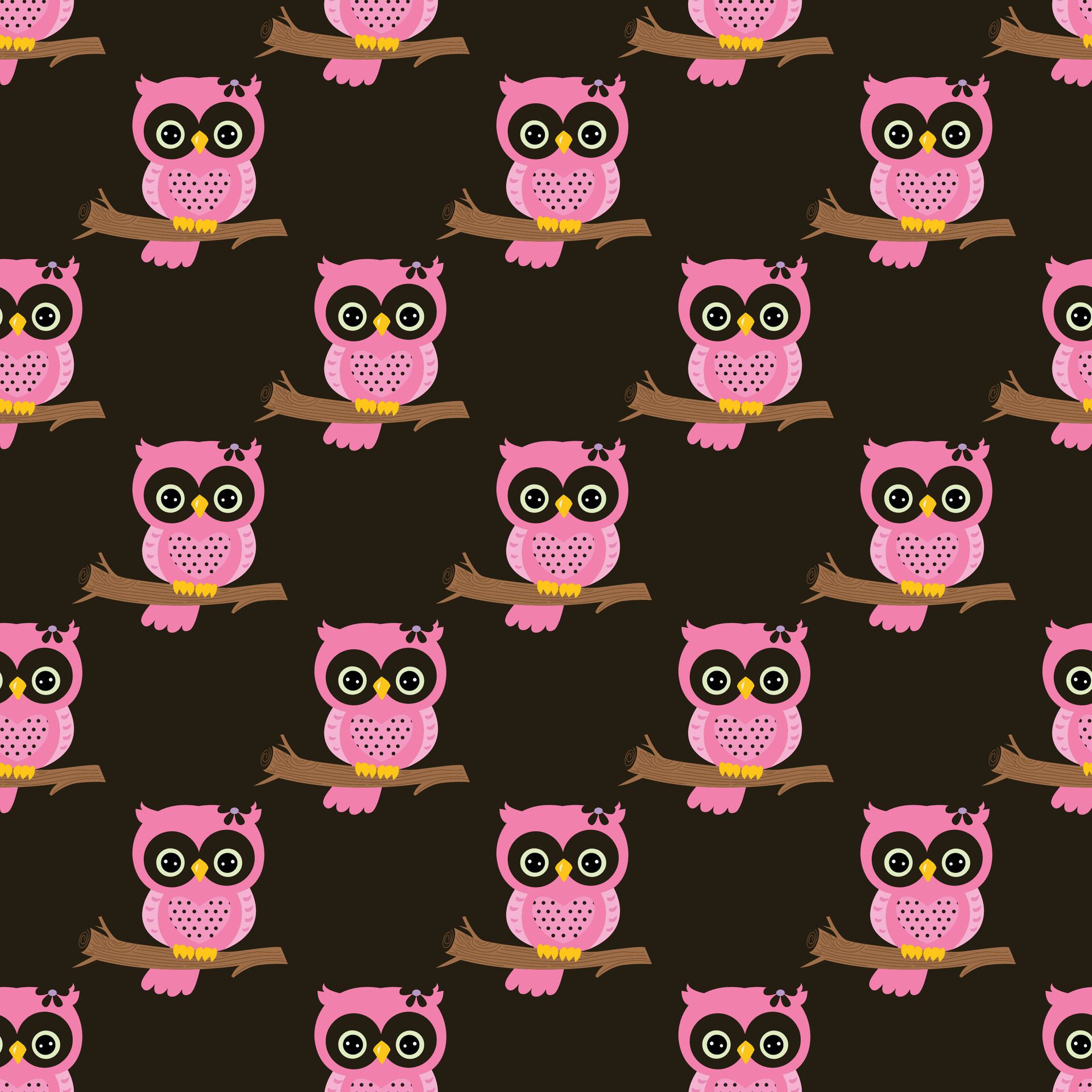 Owl Girls Seamless Pattern Design Free Vector