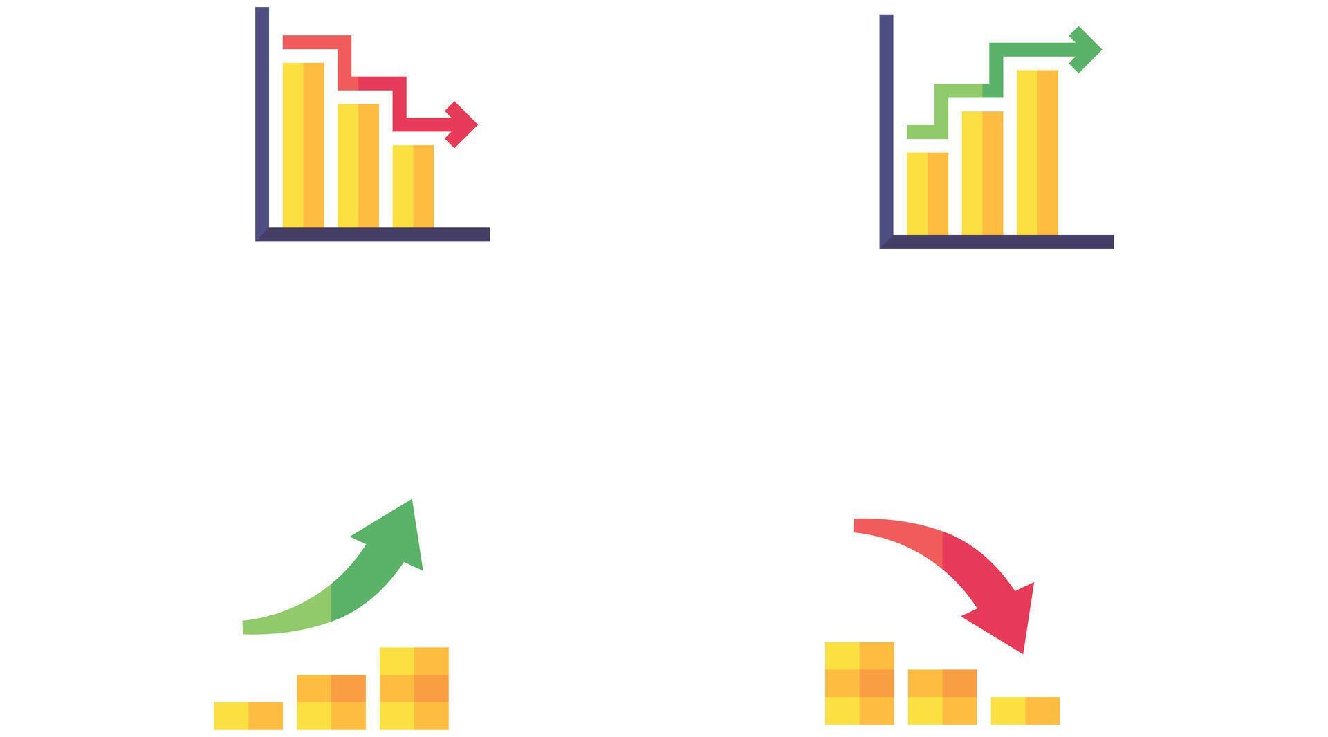 set of different arrows and business, financial and daily use arrows vector art icons Stock Free