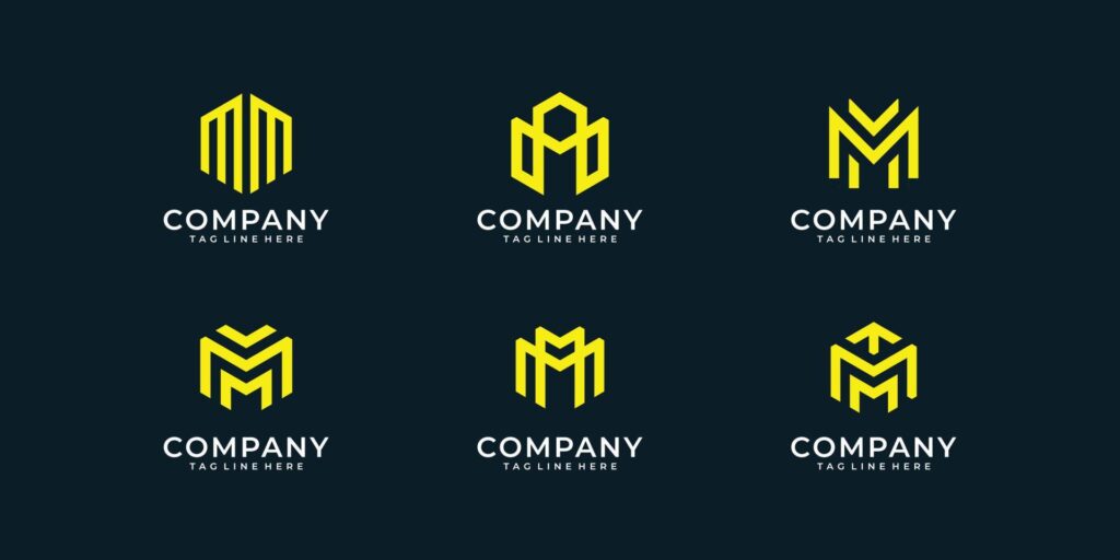 Set of letter m monogram logo design collection Stock Free