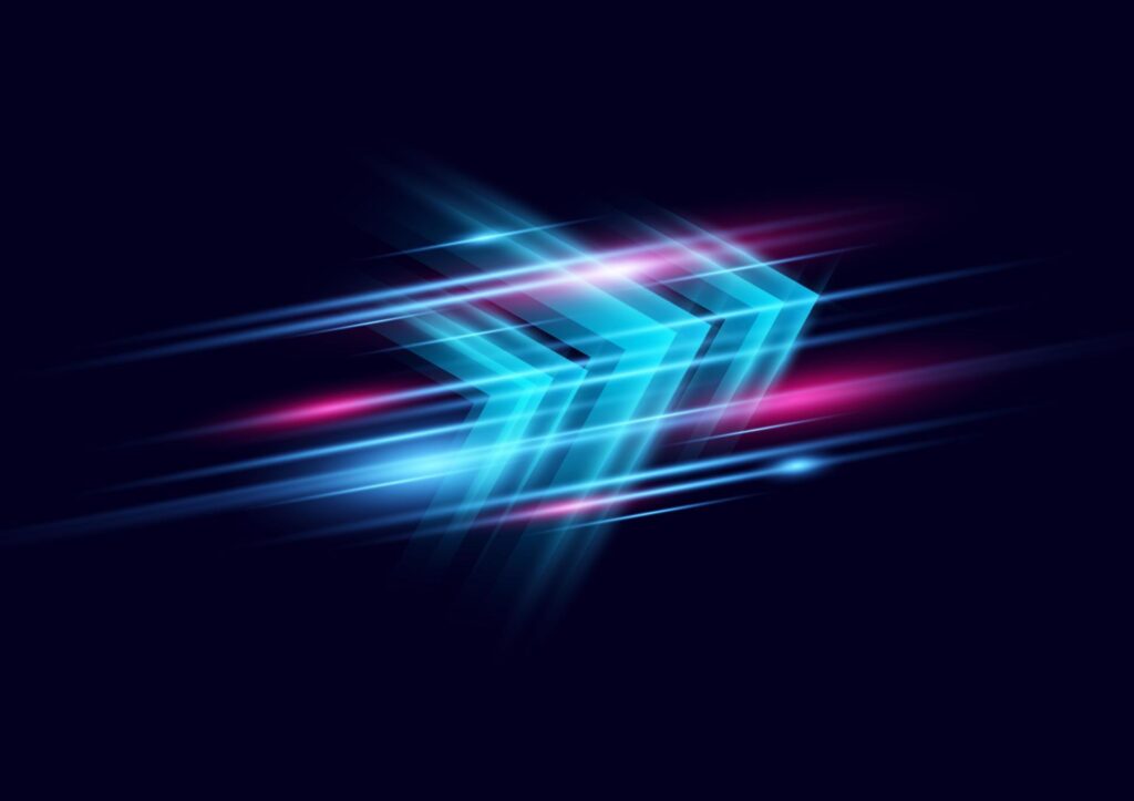 Abstract modern hight speed light arrow line technology effect on black background vector illustration. Stock Free