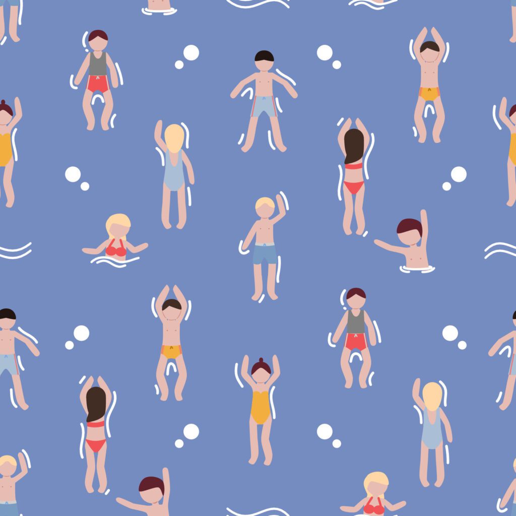 Summer Swimming Pool Seamless Pattern Background Free Vector