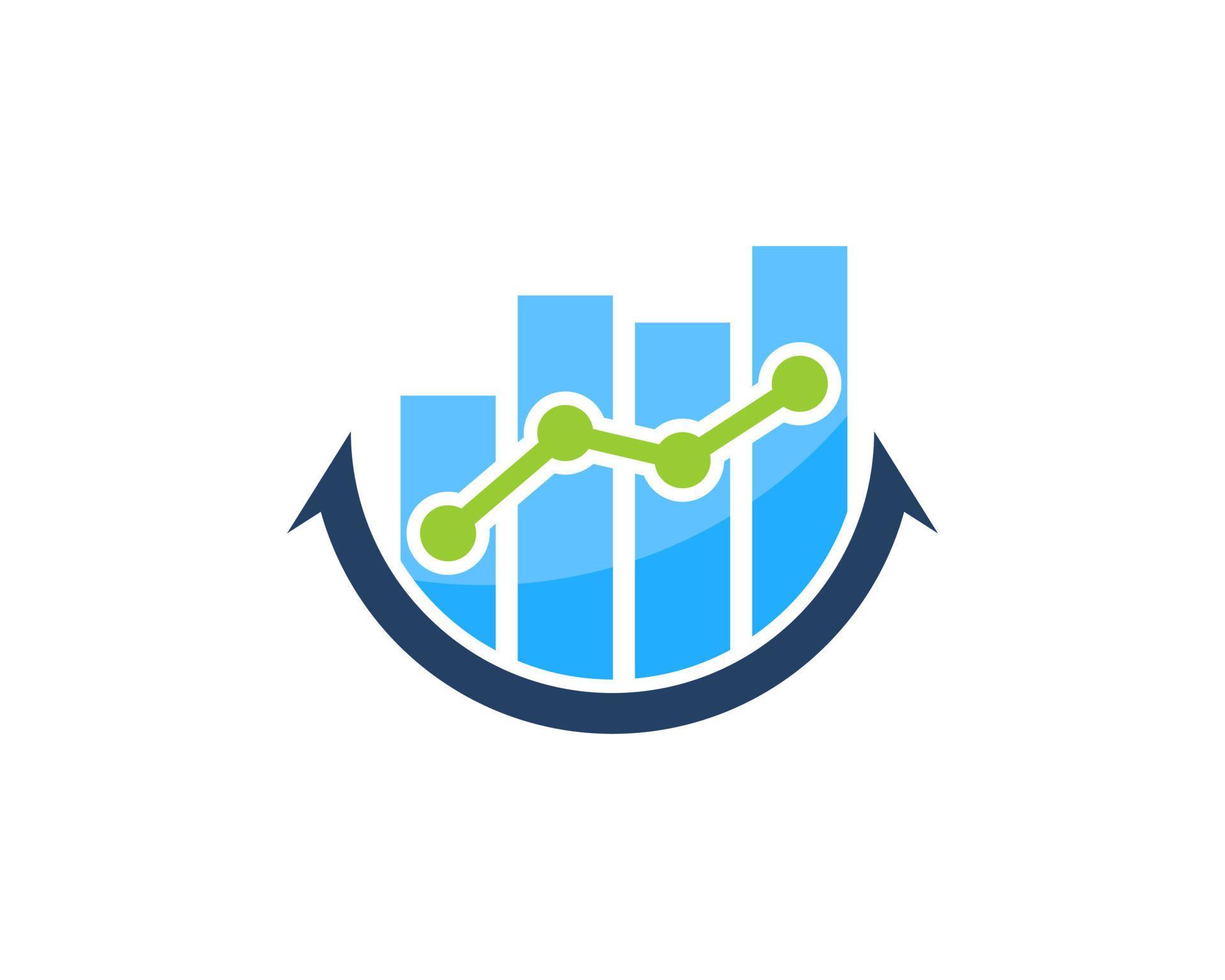 Circular arrow up with financial chart bar Stock Free