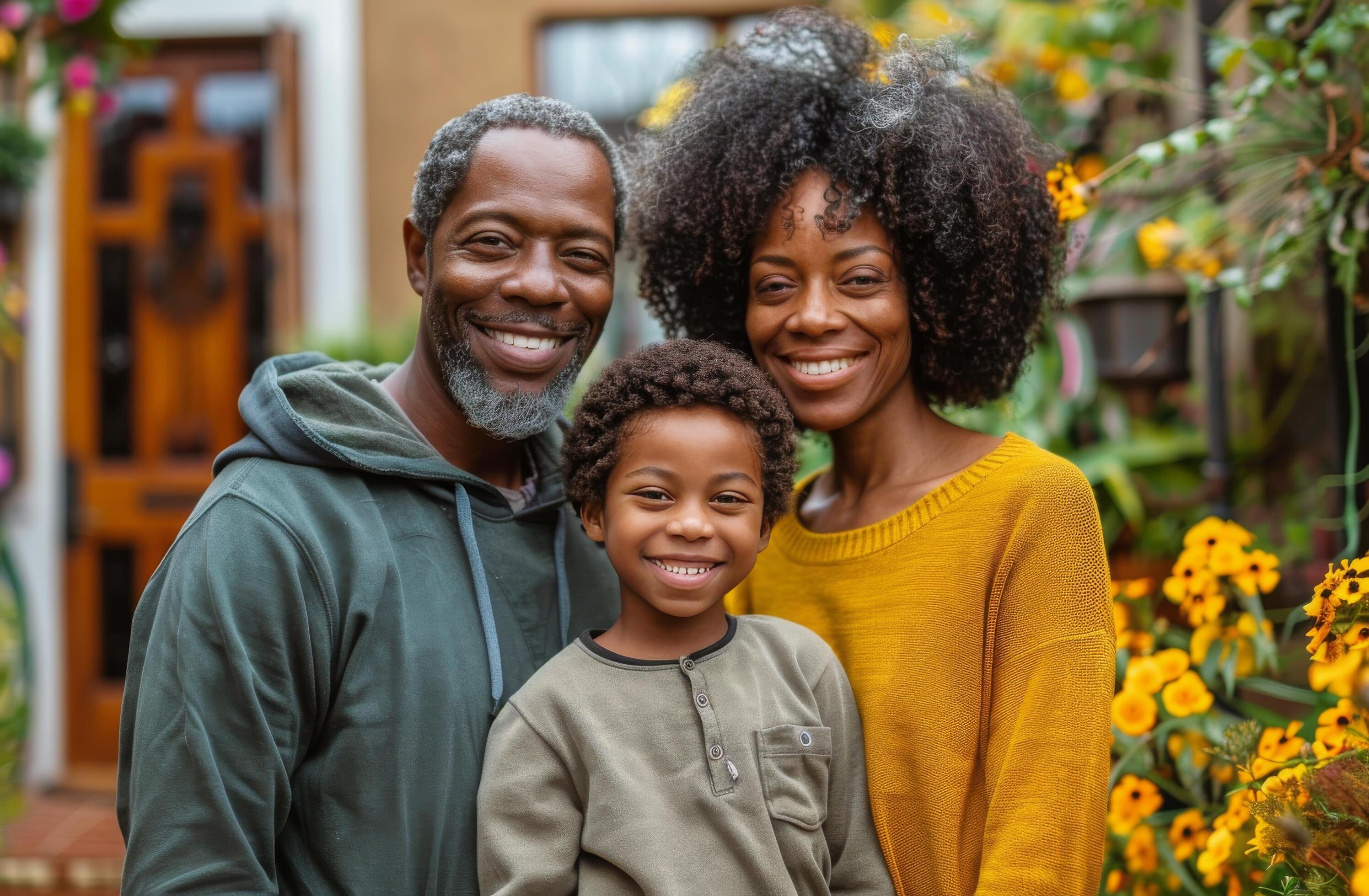 AI generated Family Standing in Front of House Stock Free