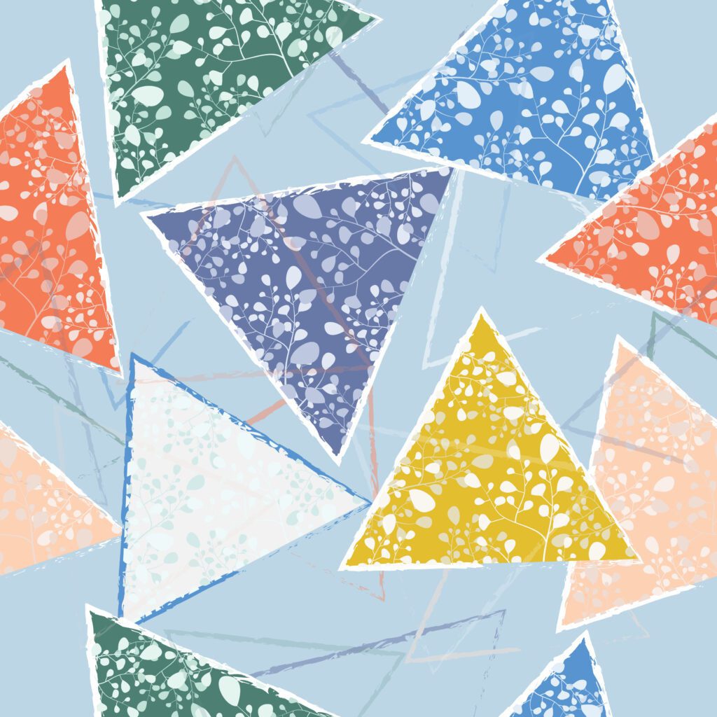 Abstract colorful floral triangle pattern Free Vector