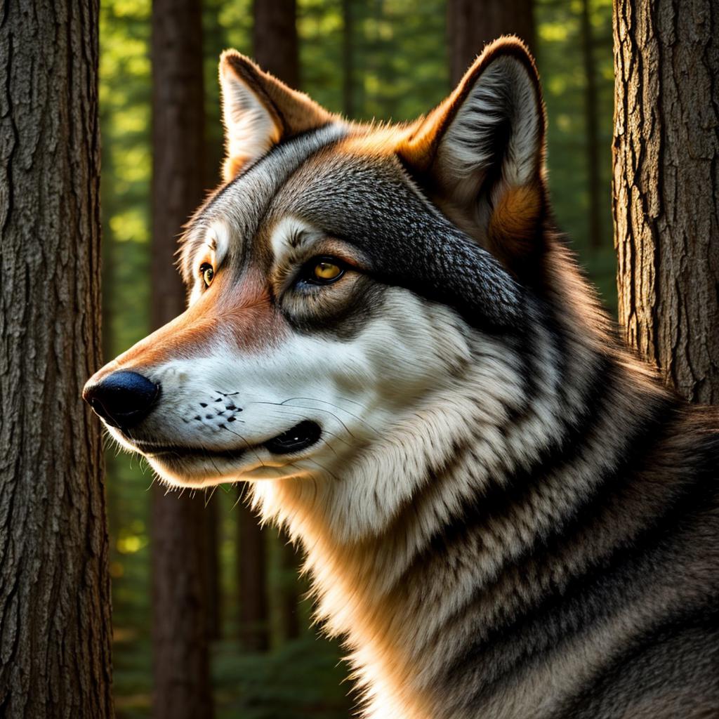 Timber wolf head, beautiful by @ai_generated