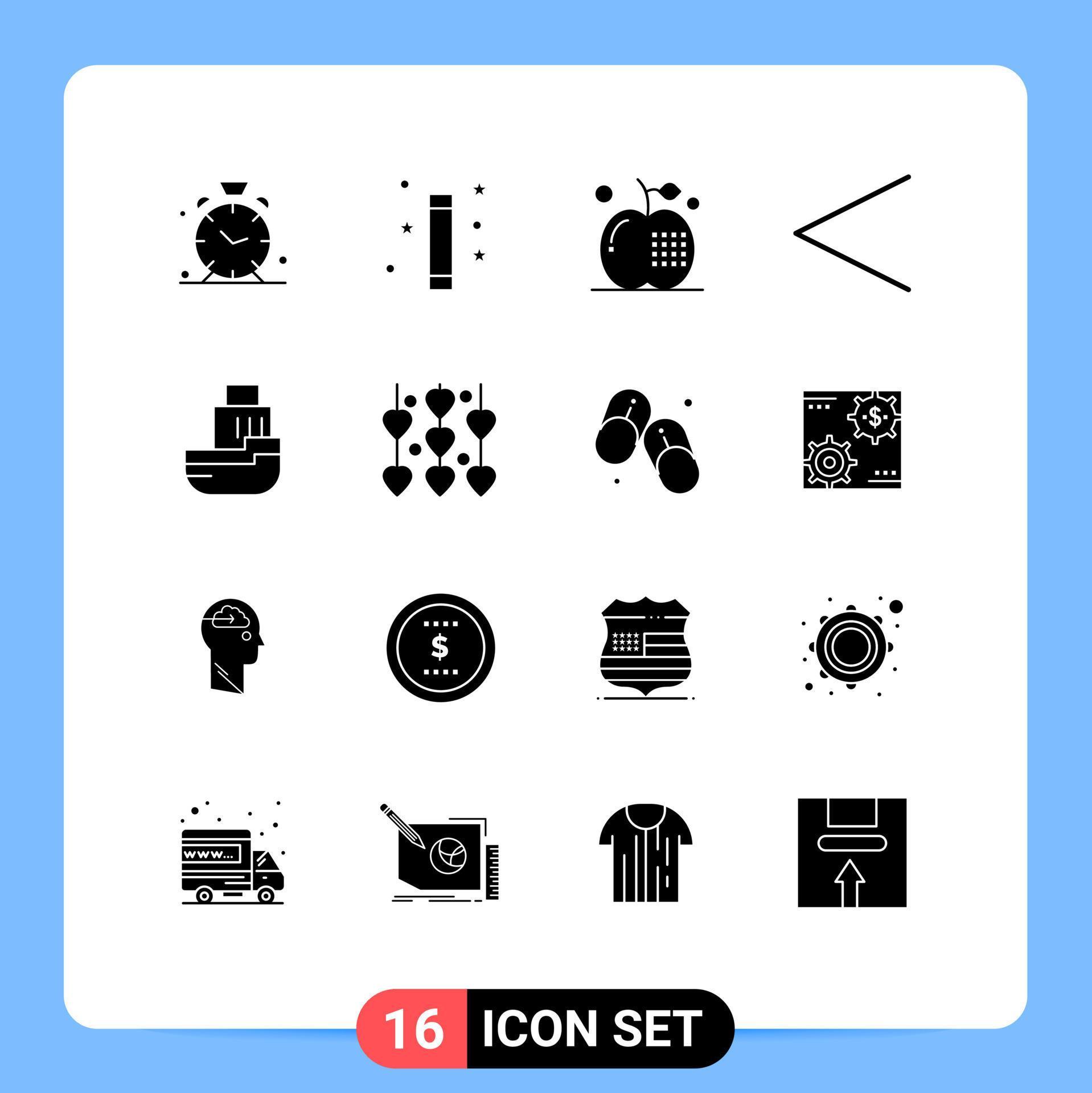 Universal Icon Symbols Group of 16 Modern Solid Glyphs of delivery left wand arrow food Editable Vector Design Elements Stock Free and Free SVG