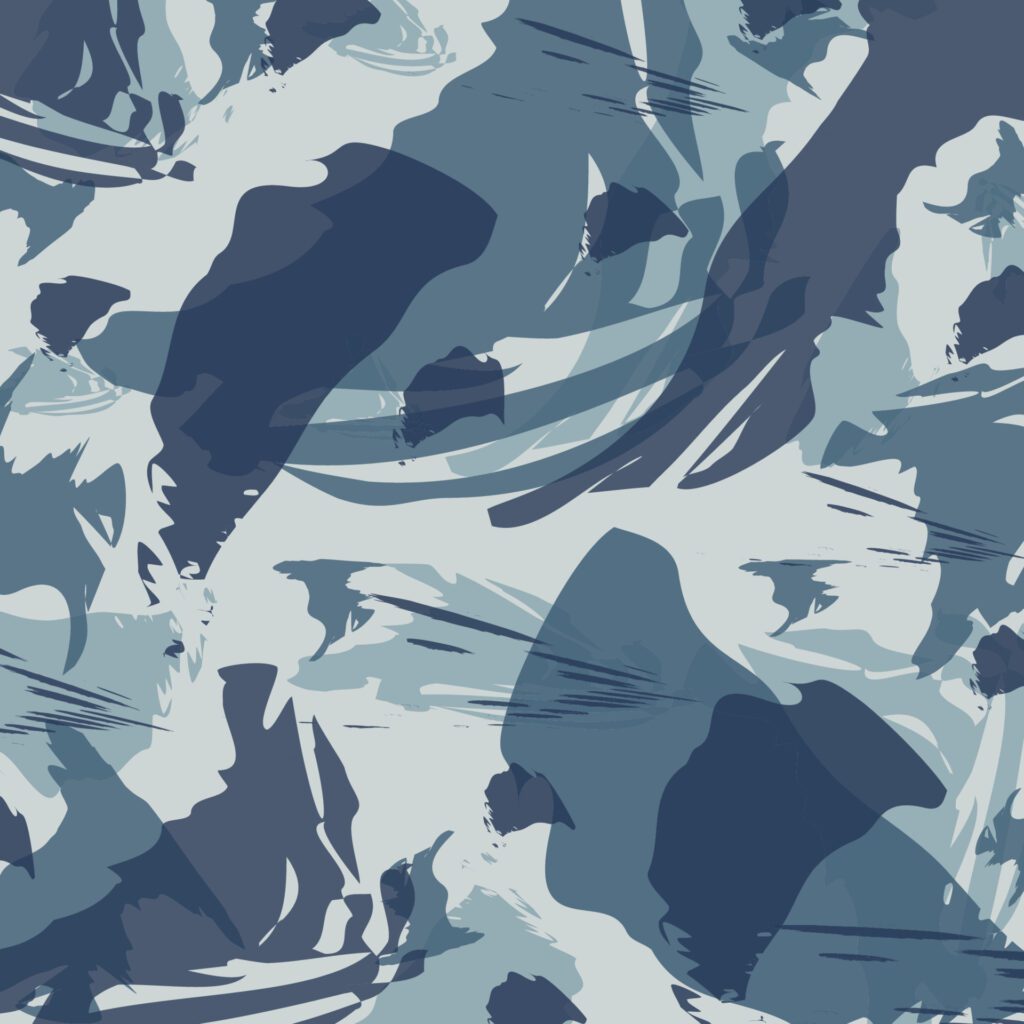 abstract brush art camouflage blue sea pattern military background ready for your design Free Vector