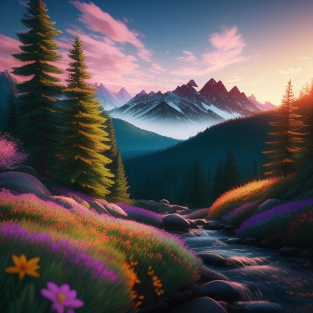 Background, flowers and pine by @ai_generated