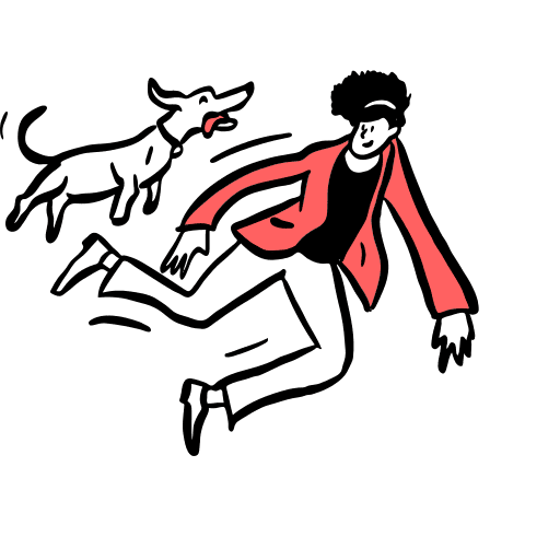 Dogjumpdoodle, dog, human illustration